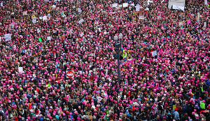 an arial view of one of the womens' marches over the world in 2017